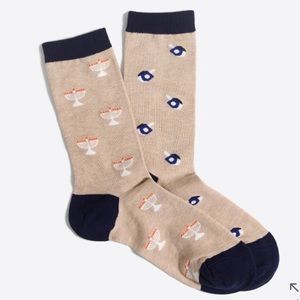 NWT! JCrew Menorah Dreidal Mismatch Trouser Socks